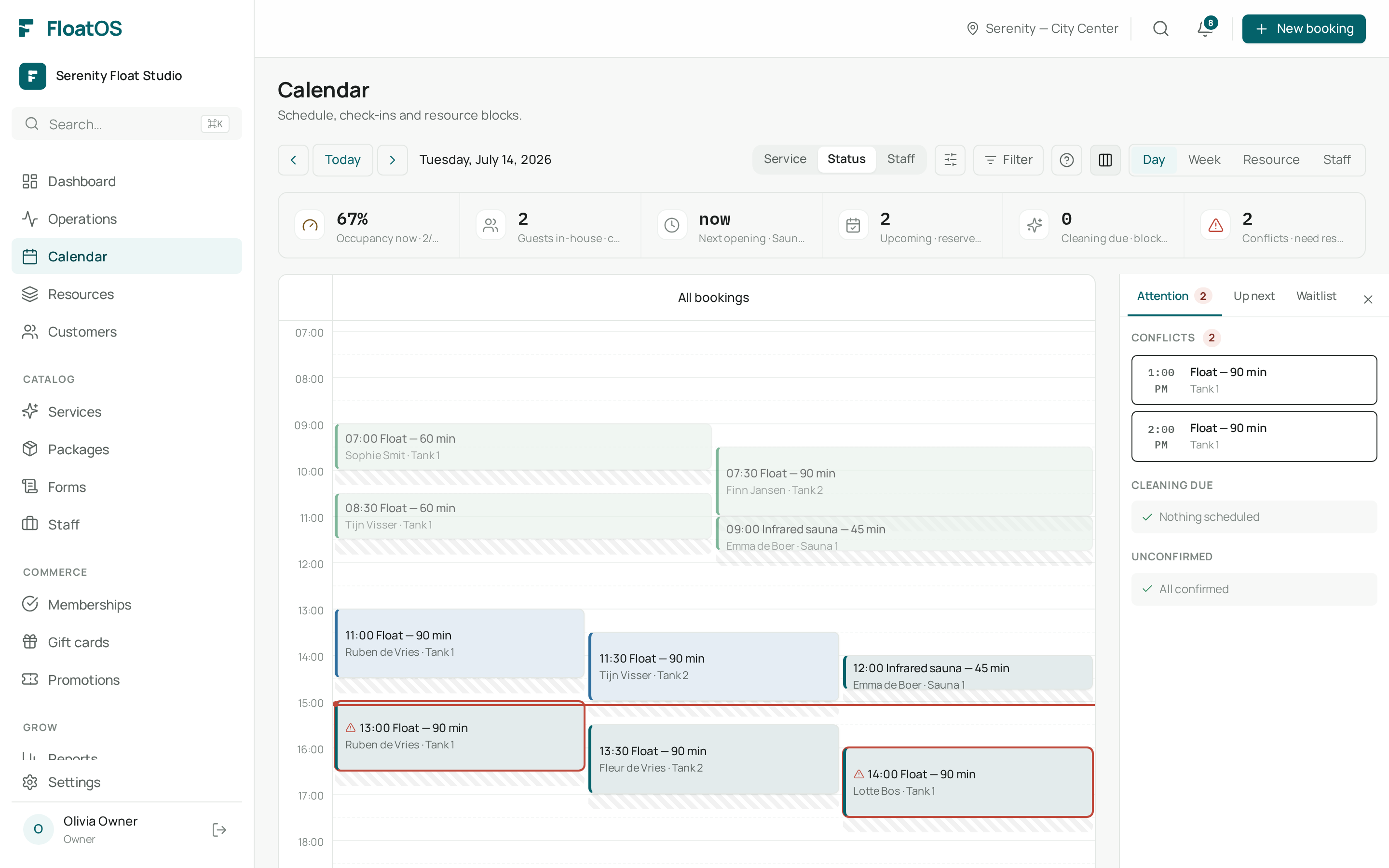 The calendar view